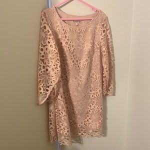 Sold❌Nanette lepore women’s pink lace shift dress size 10